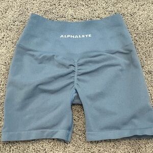 Alphalete Women's Dusty Blue High-Waist Seamless Bike Shorts